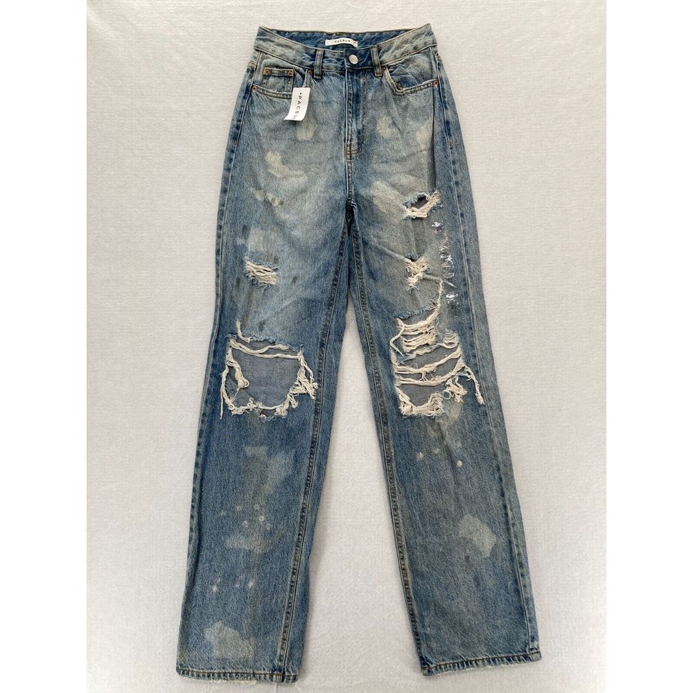 PacSun Jeans Women's 25 90s Boyfriend Light Blue Denim Distressed Bleached NWT